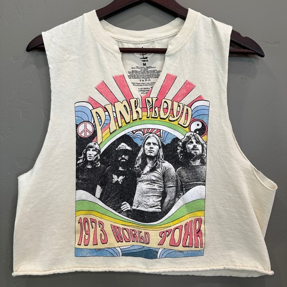 Pink Floyd 1973 World Tour Graphic Cropped Muscle Tank Top Tee - Picture 1 of 7